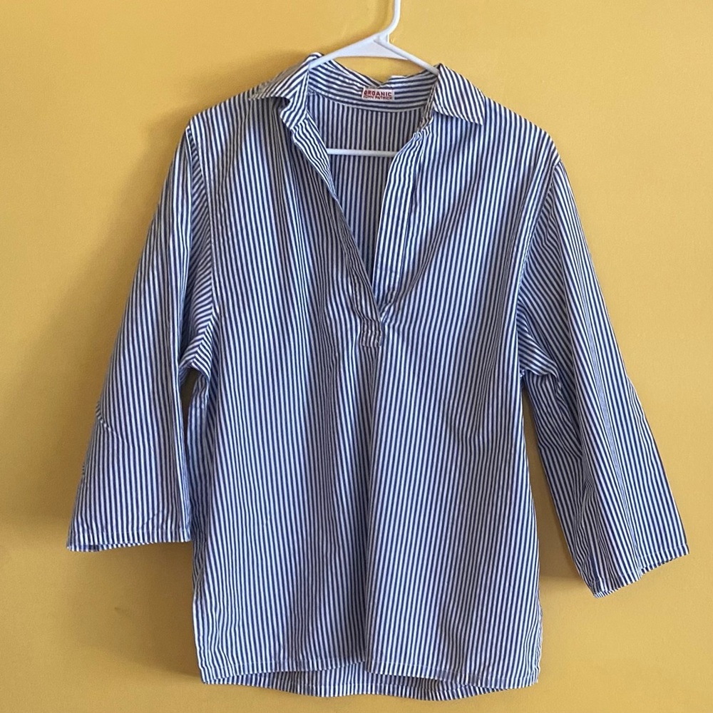 Organic by John Patrick Striped Shirt. Size Small